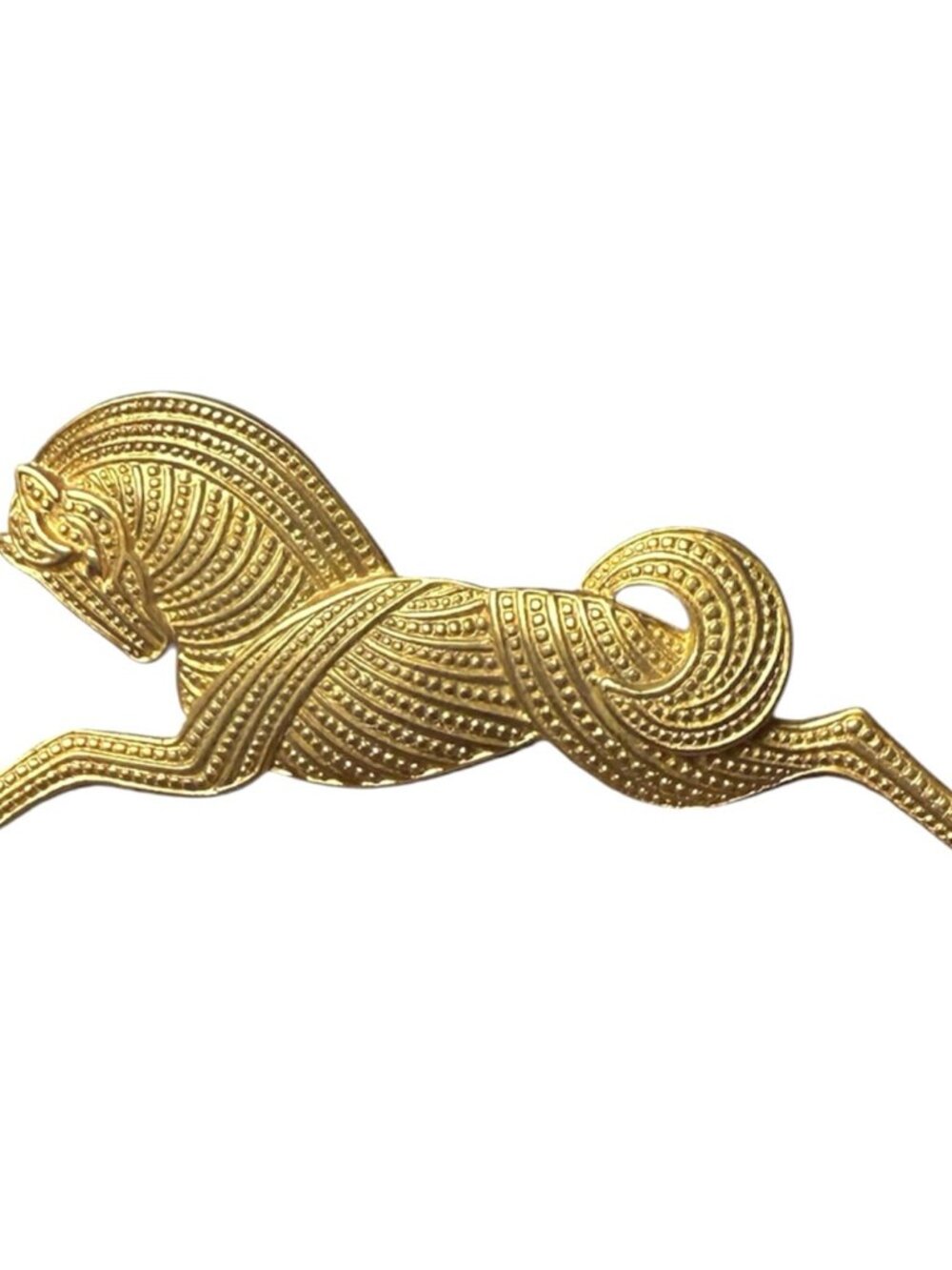 Rare JJ Signed Gold Tone Horse Brooch 4 Inch Intricate Equestrian Statement Pin